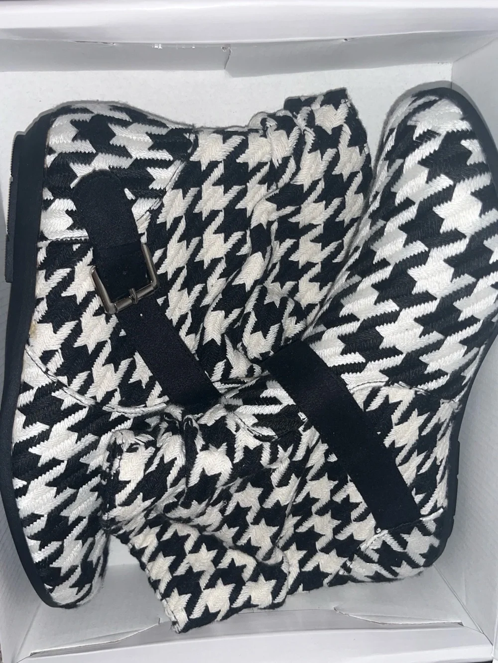Rampage Black and White Houndstooth Booties